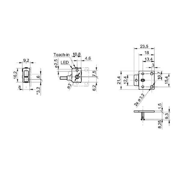 Cellule EAP PNP P=60mm Teach LR LO/DO Plast. Axial / Câble 2m-Lire la description
