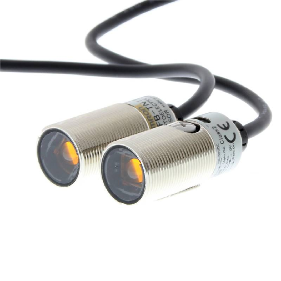 Cellule M18 Barrage NPN P=20m LO/DO Métal Axial / Câble 2m-Lire la description