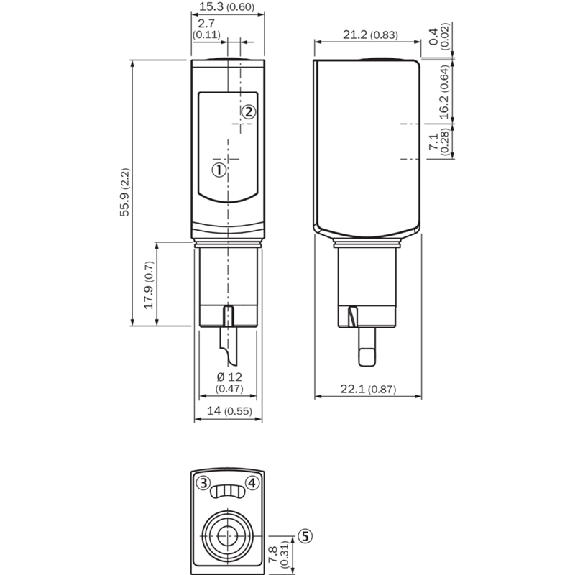 Cellule EAP PNP P=300mm Teach Laser LO/DO Inox WD / M12 4P+C0.15m-Lire la description