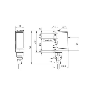 Cellule Barrage (R) PNP P=40m qTeach LO/DO / Câble 2m-Lire la description