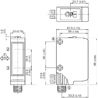 Cellule EAP NPN P=300mm Pot. LR LO/DO 10-30Vdc / M12 4P-Lire la description