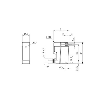 Cellule Bar. reflex PNP P=7,2m LR LO/DO Plast. 10-30Vdc / M08 4P-Lire la description