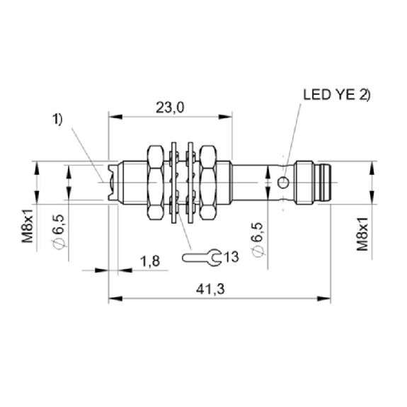 Cellule Barrage (E) P=2,2m LR Ø8x40 Inox 10-30Vdc / M08 3P-Lire la description