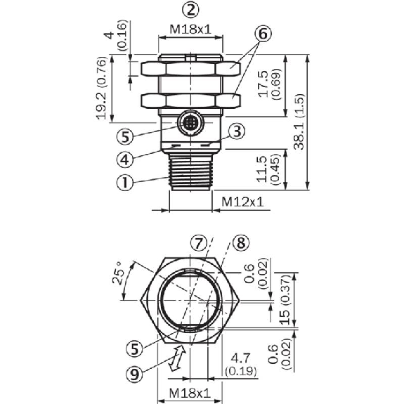 Cellule EAP M18 PNP P=300mm Pot. PinPoint LO/DO Métal Axial / M12 4P-Lire la description