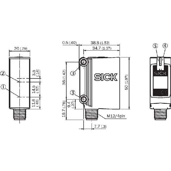 Cellule EAP PNP P=950mm Pot. PinPoint LO/DO 10-30Vdc / M12 4P-Lire la description