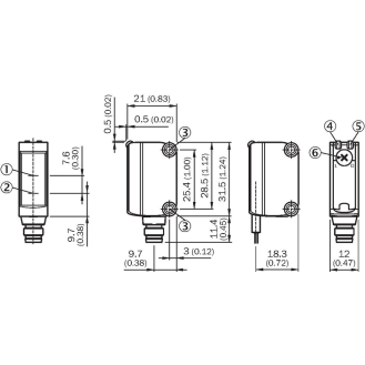 Cellule Bar. reflex PNP P=6m Pot. PinPoint LO/DO 10-30Vdc / M08 4P-Lire la description