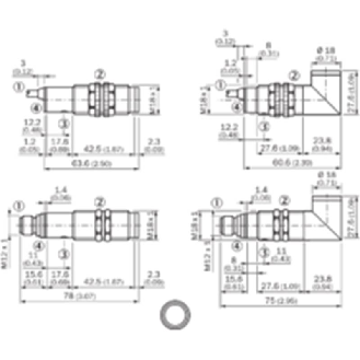 Cellule Barrage M18 NPN P=20m Pot. IR LO/DO Métal Axial / M12 4P-Lire la description