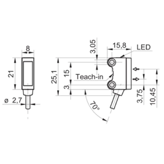 SmartReflect PushPull P=180mm Teach IO-Link PinPoint LO/DO / Câble 2m-Lire la description