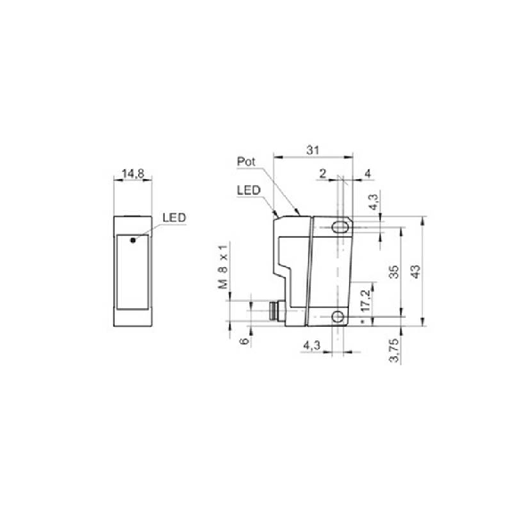 Cellule Directe PNP P=600mm Pot. LR LO/DO Plast. 31x43x14 / M08 4P-Lire la description