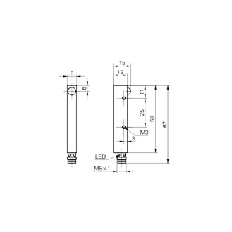 Cellule Barrage (R) M08 PNP P=2,5m LR LO Métal 10-30Vdc / M08 3P-Lire la description