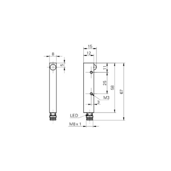Cellule Barrage (R) M08 PNP P=2,5m LR LO Métal 10-30Vdc / M08 3P-Lire la description