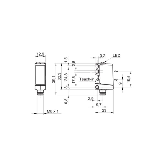 SmartRefect PushPull P=250mm qTeach Laser Ligne IO-L LO/DO / M08 4P-Lire la description
