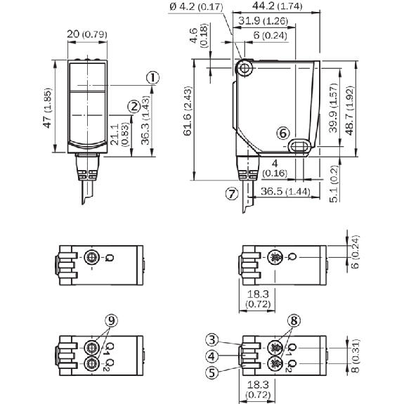 Cellule EAP PNP/NPN P=1.8m Laser LO/DO / Câble 2m PVC-Lire la description