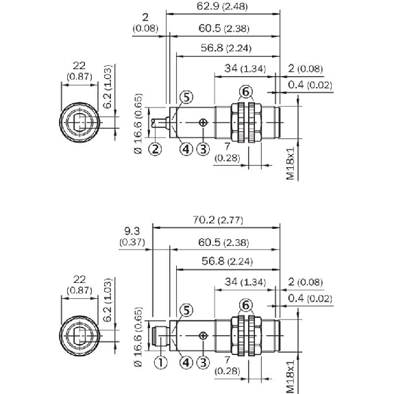 Cellule Bar. reflex M18 NPN P=7m Pot. LR LO/DO Plast. Axial / M12 4P-Lire la description