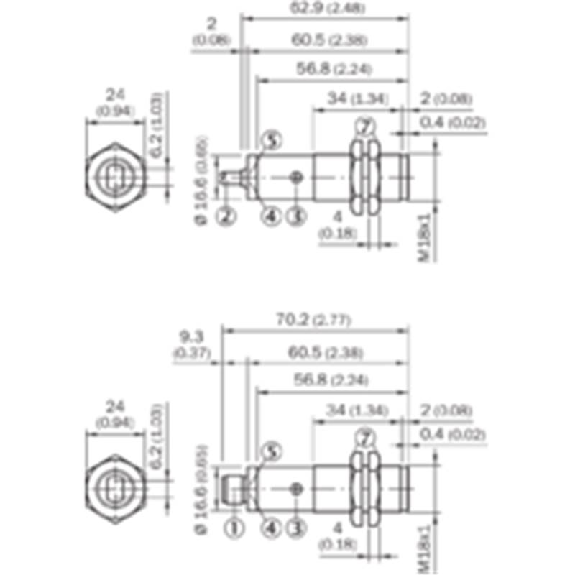 Cellule Bar. reflex M18 PNP P=7m Pot. IR LO/DO Métal Axial / Câble 2m-Lire la description