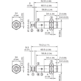 Cellule Bar. reflex M18 PNP P=7m Pot. IR LO/DO Métal Axial / Câble 2m-Lire la description