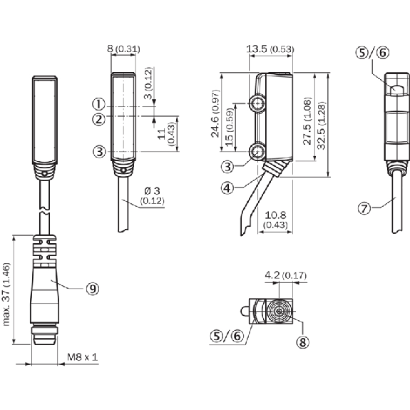 Cellule EAP NPN P=800mm Teach Laser IR LO/DO / Câble 2m Cellule EAP NPN P=800mm Teach Laser IR LO/DO / Câble 2m-Lire la description