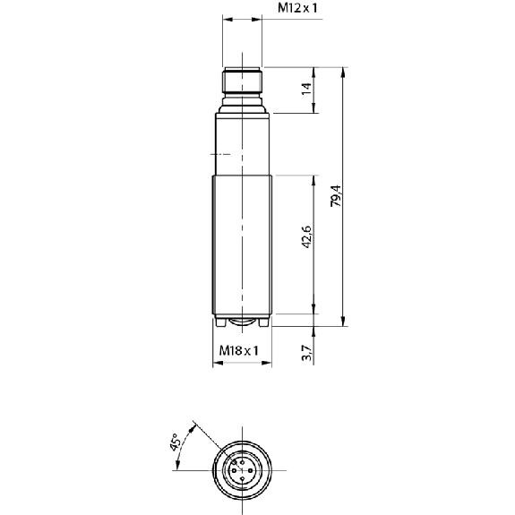 Cellule EAP M18 PNP P=300mm Pot. PinPoint Plast. Axial M12 4P-Lire la description