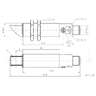 Cellule Barrage (R) M18 PNP P=20m Pot LR LO/DO Laiton Radial / M12 4P-Lire la description