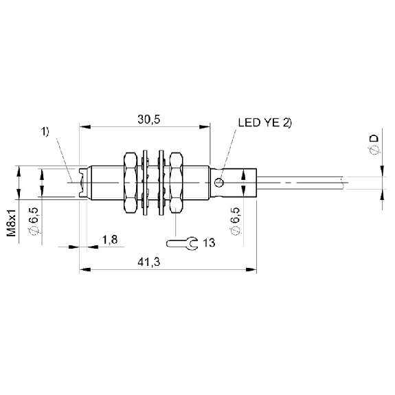 Cellule Directe PNP P=60mm LR LO Ø8x40mm Inox Axial / Câble 2m-Lire la description
