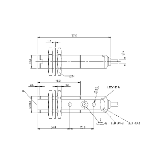 Cellule EAP M18 NPN P=100mm LR LO/DO Plast. Axial / Câble 2m-Lire la description