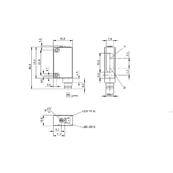 Cellule Bar. reflex PNP P=4m Pot. LR LO / M08 4P-Lire la description