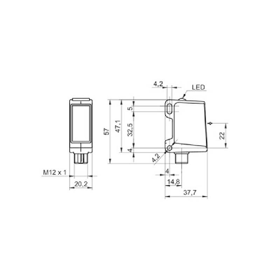 Cellule Barrage (E) P=40m Inox IP69K WD / M12 4 P-Lire la description