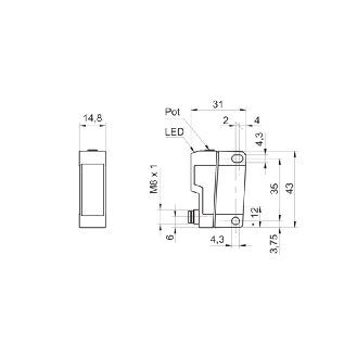Cellule EAP Plast. NPN P=30-500mm Pot. LR LO/DO 10-30Vdc / M08 4P-Lire la description