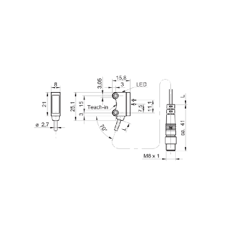 Cellule Directe PushPull P=200mm Teach IOL LR LO/DO M08 4P+C0.2m-Lire la description