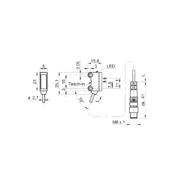 Cellule Directe PushPull P=200mm Teach IOL LR LO/DO M08 4P+C0.2m-Lire la description