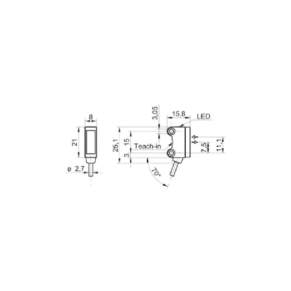 Cellule Bar. reflex PNP P=4m qTeach PinPoint / Câble 2m PVC-Lire la description