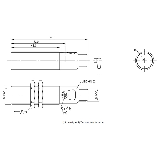 Cellule Barrage (E) M18 P=20m LR Laiton Axial / M12 4P-Lire la description