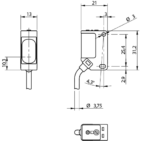 Cellule Bar. reflex transp. NPN P=1m Pot. IR LO/DO Plast. Radial C2m-Lire la description