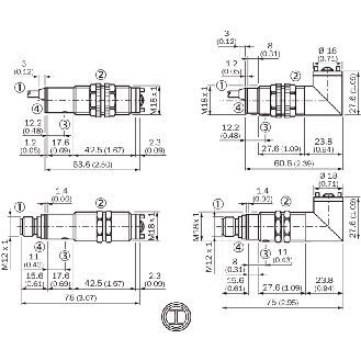 Cellule Bar. reflex M18 PNP P=3.7m Pot. LR LO Plast. Radial / M12 4P-Lire la description
