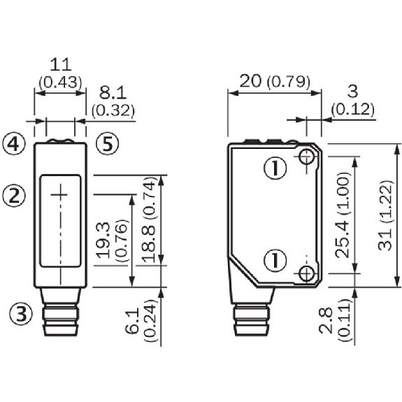 Cellule Bar. reflex PNP P=4m Pot. LR LO/DO 10-30Vdc / Câble 2m-Lire la description