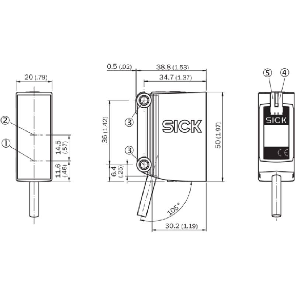 Cellule Bar. reflex PNP P=15m Pot. PinPoint LO/DO / M12 4P+C0.3m-Lire la description