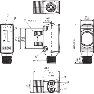 Cellule EAP PNP P=300mm Pot. Laser LO/DO / M12 4P-Lire la description