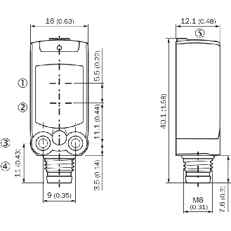 Cellule Bar. reflex PNP/NPN P=4,5m PinPoint IO-Link LO/DO / M08 4P-Lire la description