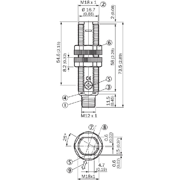 Celulle EAP M18 PNP P=300mm Led Bleue LO/DO Plast. Axial / M12 4P-Lire la description