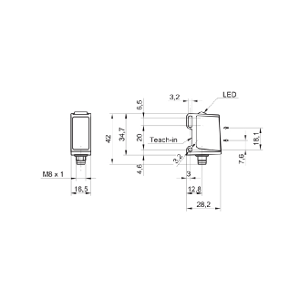 Cellule EAP Push-Pull P=200mm Teach IO-L LO/DO Inox IP69K WD / M08 4P-Lire la description