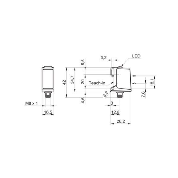 Cellule EAP Push-Pull P=200mm Teach IO-L LO/DO Inox IP69K WD / M08 4P-Lire la description