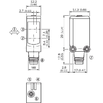 Cellule Directe NPN P=25-300mm Pot. Laser LO/DO / M08 4P-Lire la description