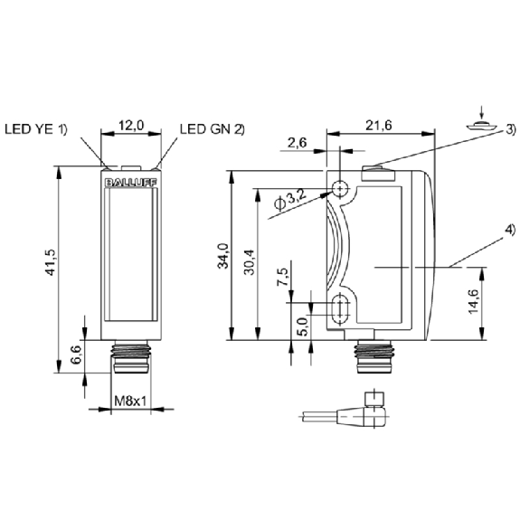 Cellule Bar. reflex PNP P=4m Teach Laser LO/DO / M08 3P-Lire la description