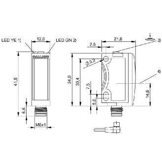 Cellule Bar. reflex PNP P=4m Teach Laser LO/DO / M08 3P-Lire la description