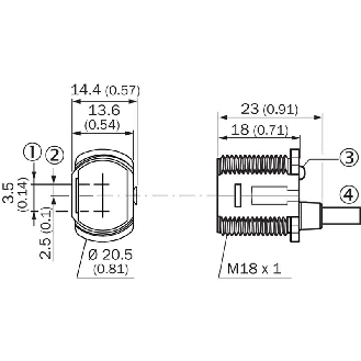 Cellule Directe PUSH/PULL P=700mm PinPoint LO/DO / M12 4P+C0.15m-Lire la description