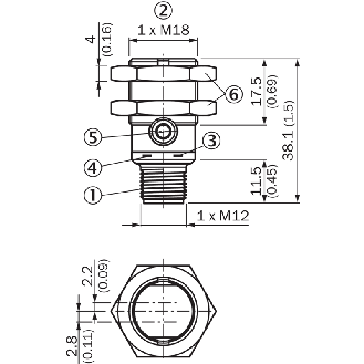 Cellule Bar. reflex M18 PNP P=7.2m PinPoint LO/DO Métal Axial / M12 4-Lire la description