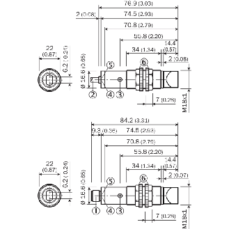 Cellule Bar. reflex M18 PNP P=5.5m Pot LR LO/DO Métal Radial / M12 4P-Lire la description