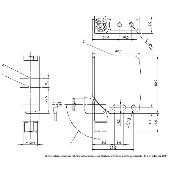 Cellule Directe PNP P=2m Pot. IR LO/DO / M12 4P-Lire la description