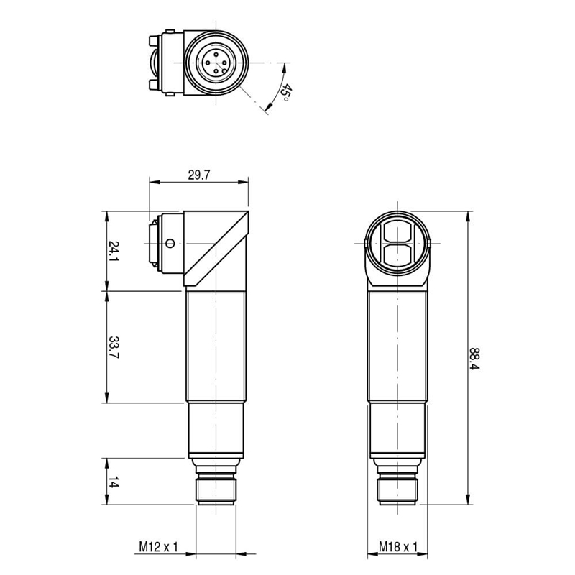 Cellule EAP M18 PNP P=50mm IR LO/DO Plast. Radial / M12 4P-Lire la description