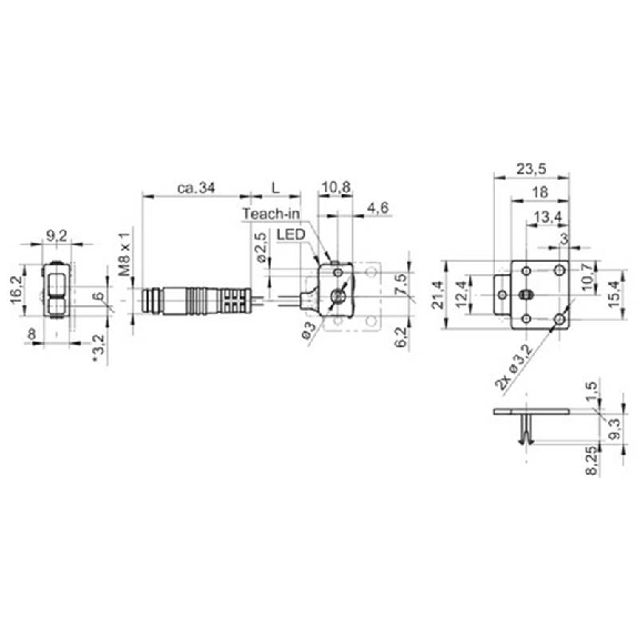 SmartReflect NPN P=45mm Teach LR LO/DO Plast. Axial / M08 4P+C0.2m SmartReflect NPN P=45mm Teach LR LO/DO Plast. Axial / M08 4P+C0.2m-Lire la description